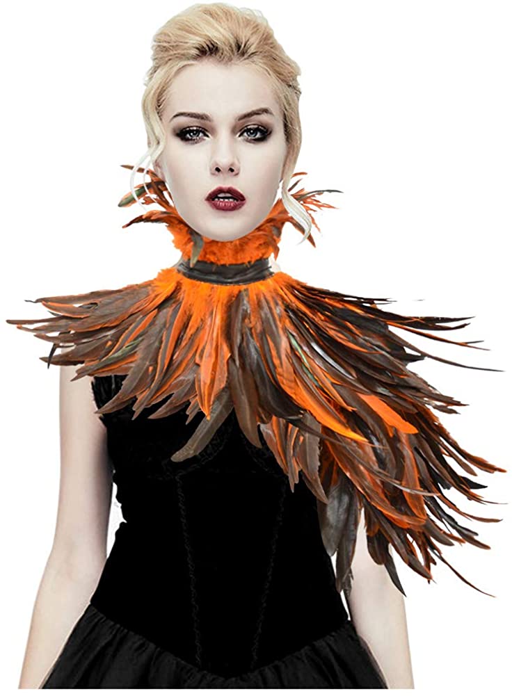 Feather Witches Cape Gothic Natural Shawl Choker Collar Costumes – TopToy
