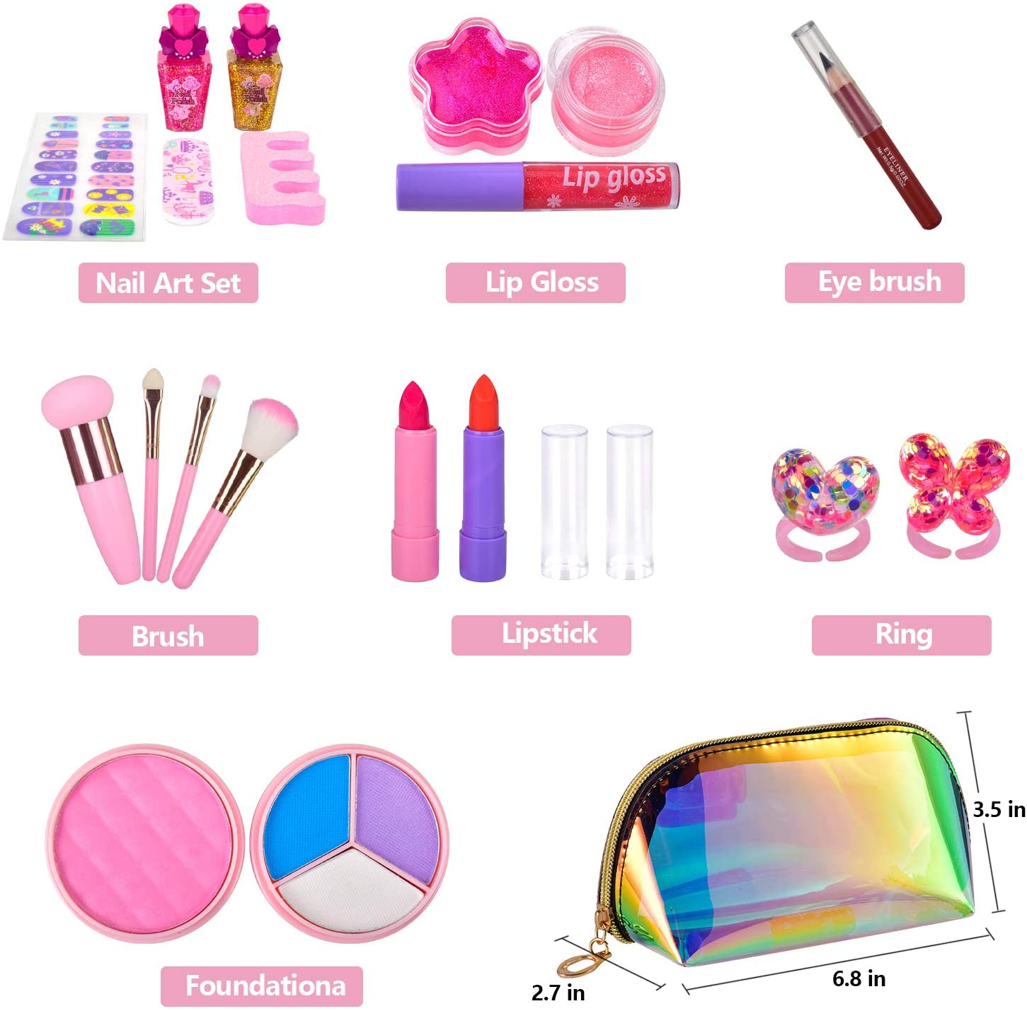 balnore Kids Washable Make Up Sets for Girls, Safe & Non-Toxic,Real ...