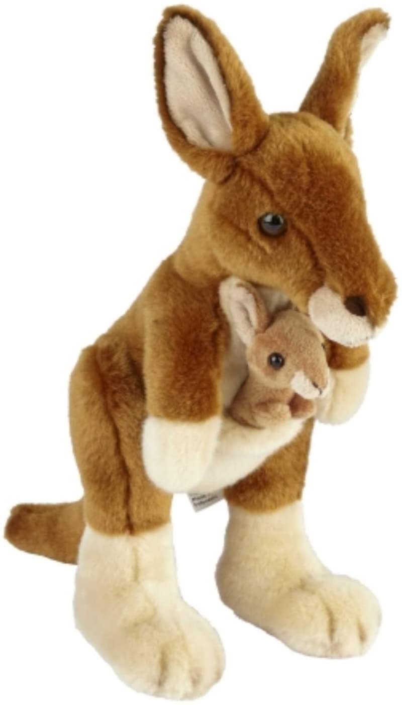 Ravensden Kangaroo and Baby Joey Plush Soft Toy – Brown & Cream – 28cm ...