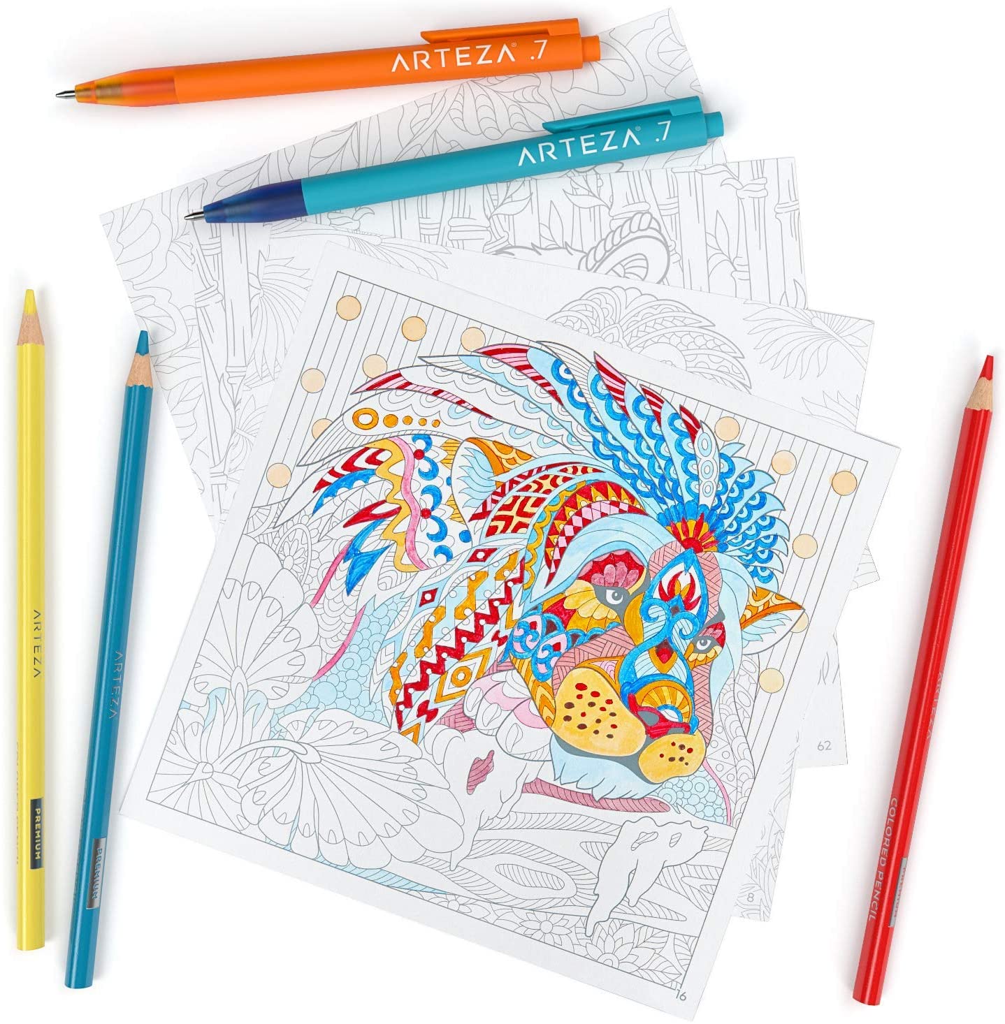 Arteza Colouring Book for Adults, Animal Illustrations, 72 Sheets, 100 lb, 6.4x6.4 Inches, for Anxiety, Stress Relief & Relaxing, Detachable Pages - Image 2