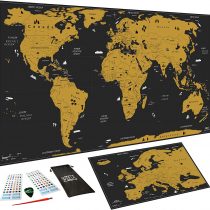 WIDETA Scratch off world map (82 x 43 cm), Including Europe map and accessories