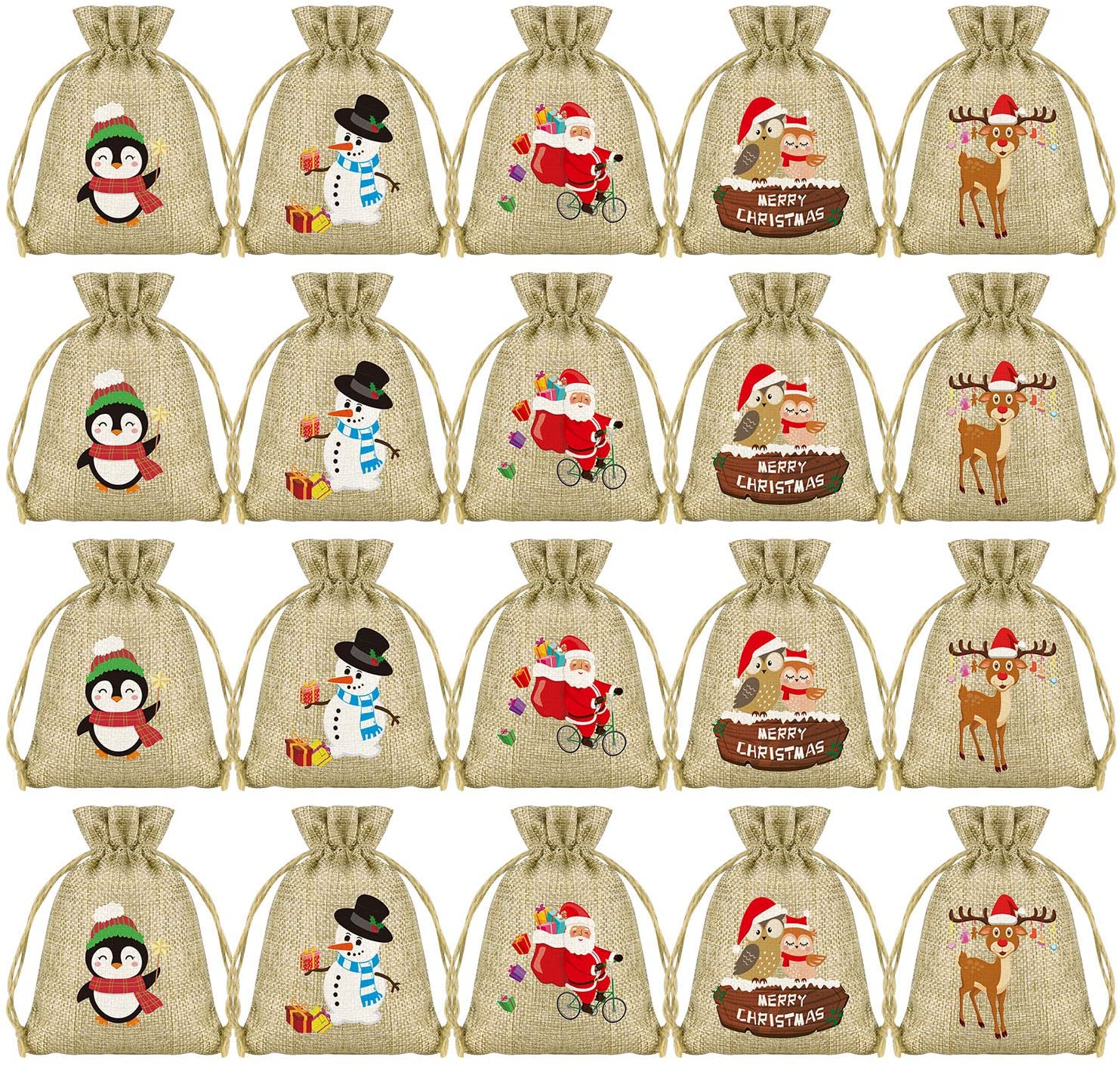 small christmas drawstring bags