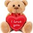 BRUBAKER Teddy Plush Bear With Heart Red - I Love You - 14 Inches (35 Cm) - Teddy Bear Plush Teddy Cuddly Toy - Light Brown