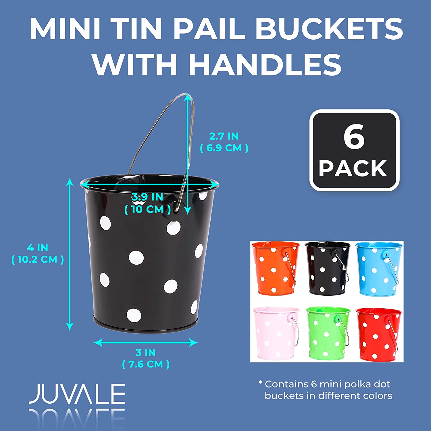 Mini Metal Buckets, Pails with Handles for Party Favors, Easter (6-Pack)