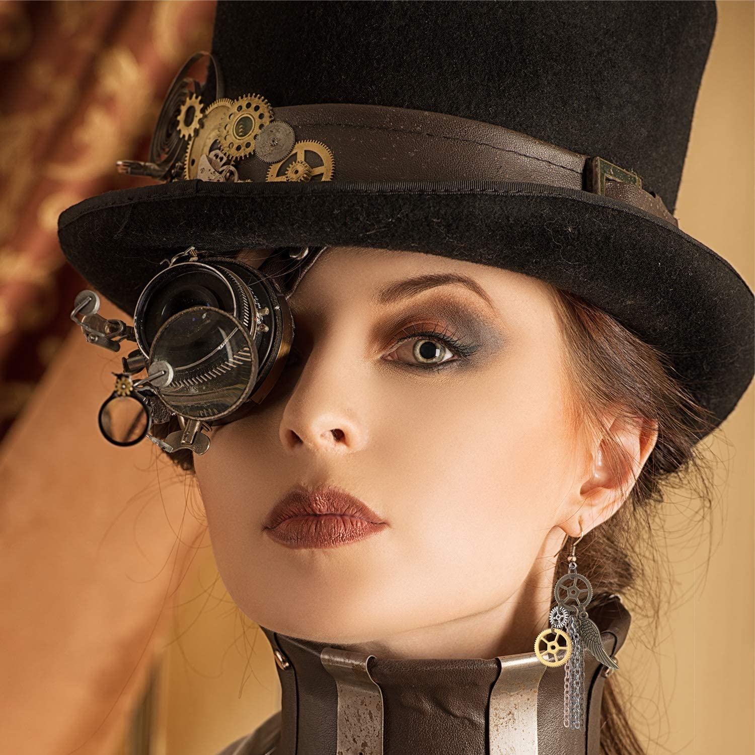 8 Pairs Steampunk Drop Earrings Gear Dangle Earrings Antique Clockwork Earrings Vintage Mix-tone Earrings for Women Girls - Image 4
