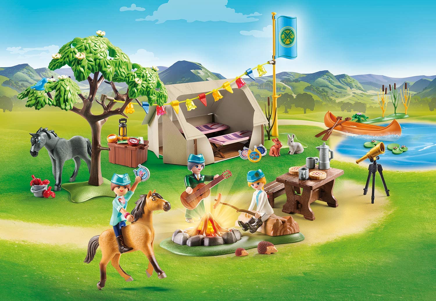 PLAYMOBIL DreamWorks Spirit 70329 Summer Campground Toy, 385 x 94 x 284 –