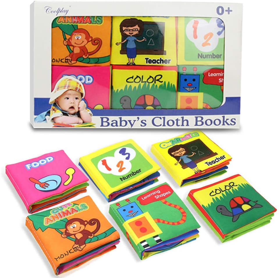 HAHAone My First Soft Book,Baby Cloth Book 6pcs Sensory Toys for Babies