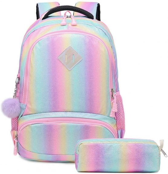 Girls Rainbow Glitter Backpack – Cute Kids Preschool Backpack ...