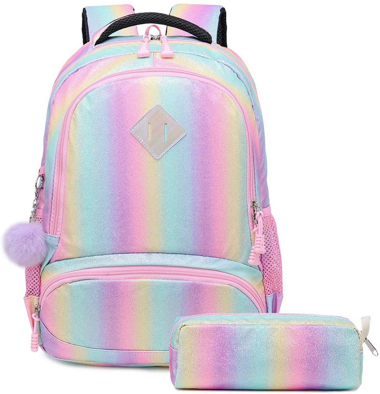 Girls Rainbow Glitter Backpack Cute Kids Preschool Backpack