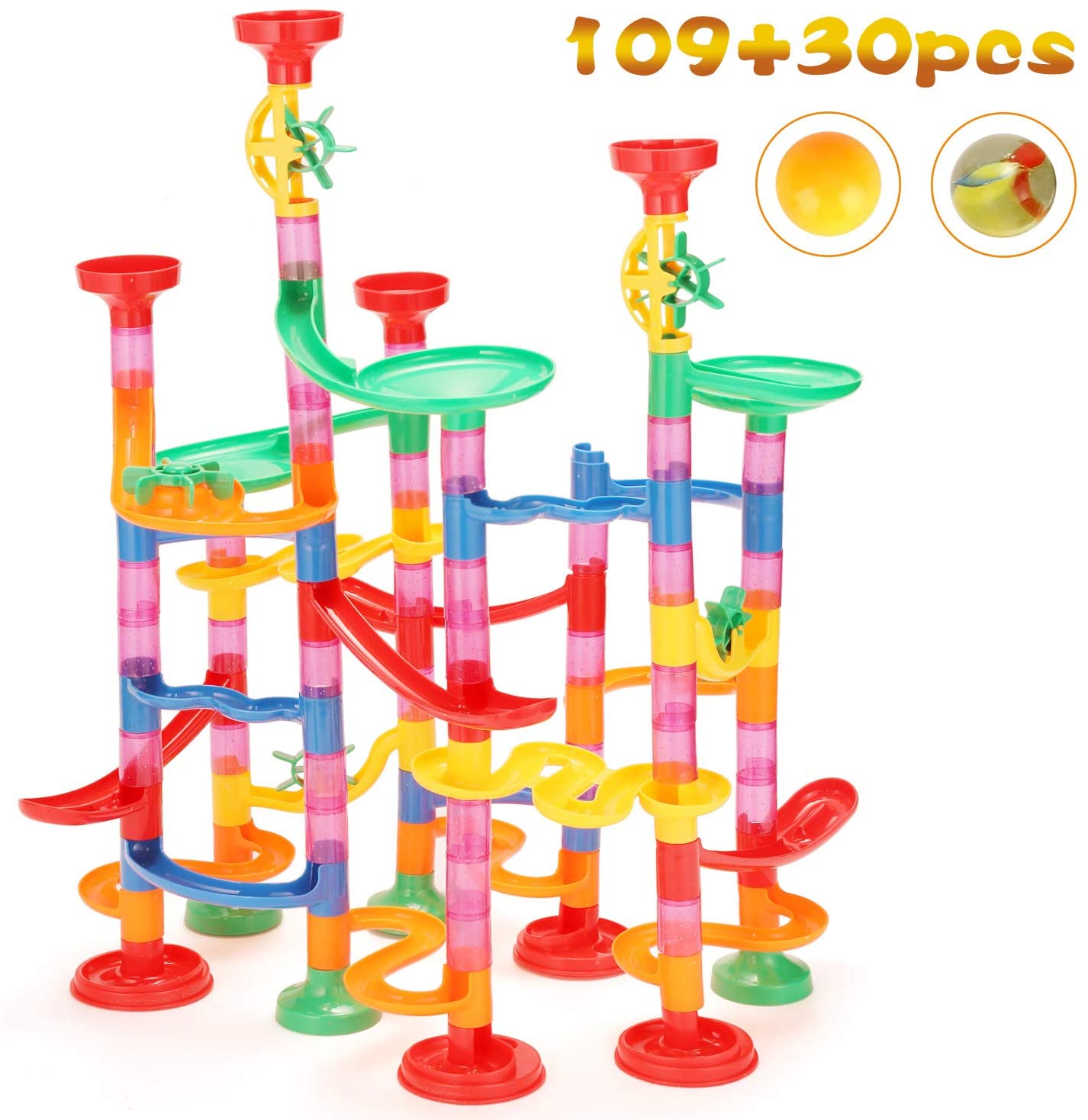 100 PCS Marble Run Toy,Marble Runs STEM Educational Learning Toy,  Construction