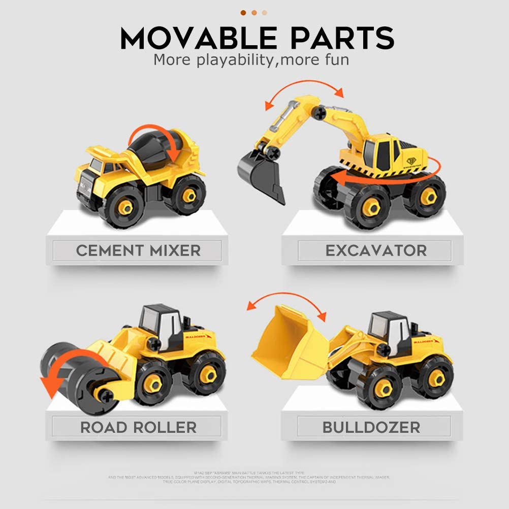 Sanlebi Take Apart Construction Toys for Kids Building Excavator Digger Vehicles 