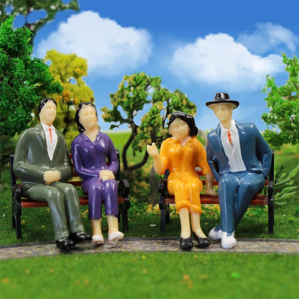 Evemodel 48pcs Model Train G scale Sitting Figures 1:25 Painted Seated People 4 Poses - Image 2