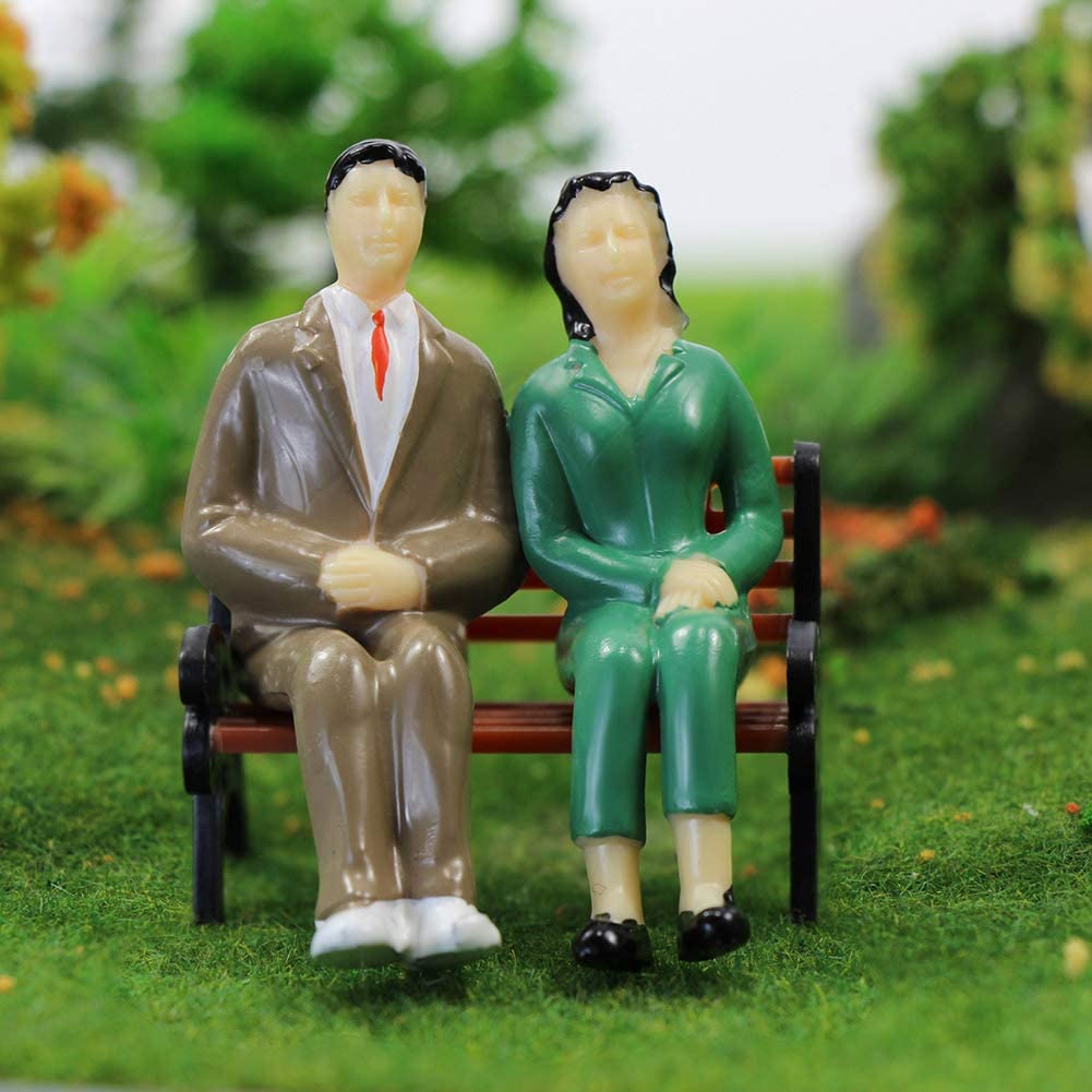 Evemodel 48pcs Model Train G scale Sitting Figures 1:25 Painted Seated People 4 Poses - Image 3