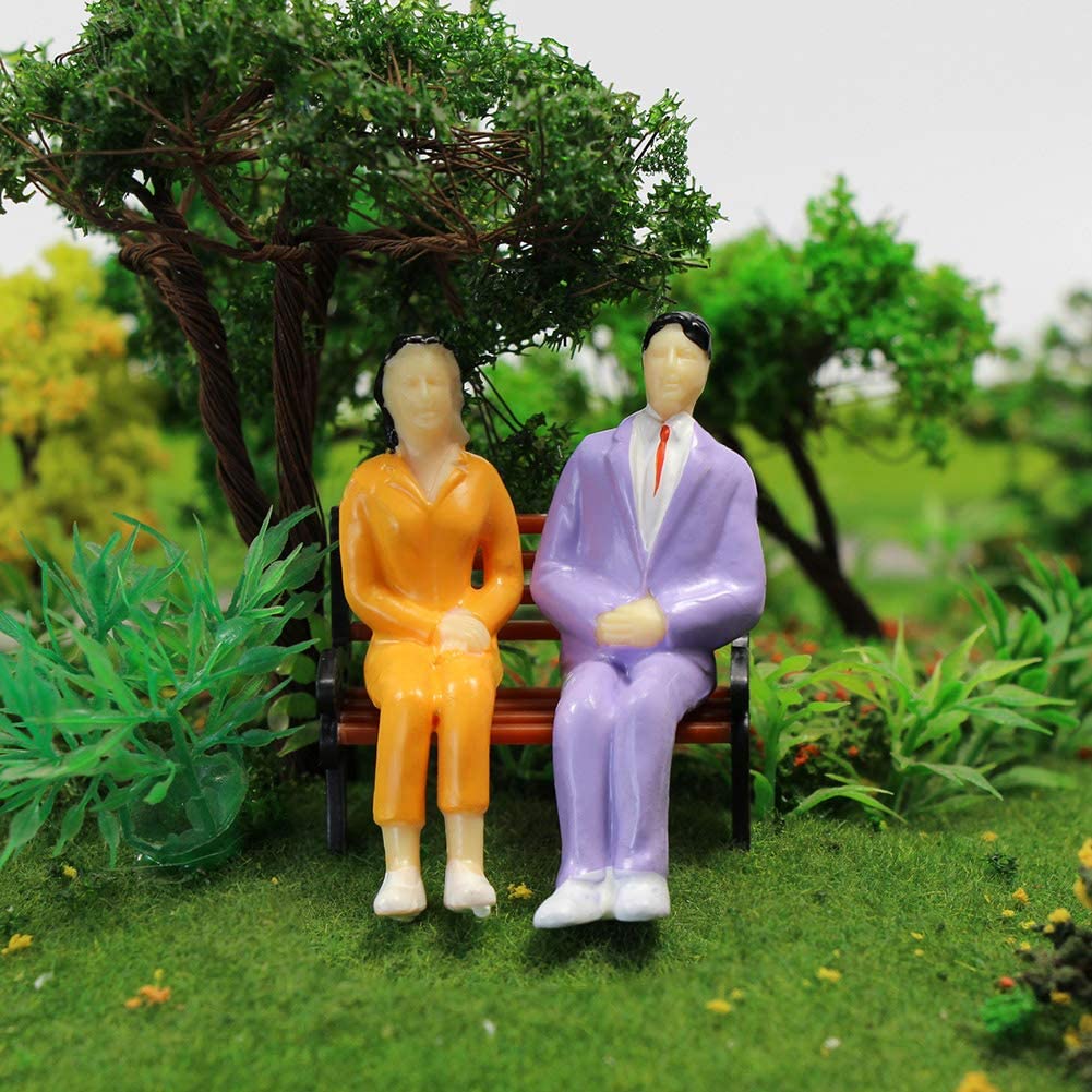 Evemodel 48pcs Model Train G scale Sitting Figures 1:25 Painted Seated People 4 Poses - Image 4