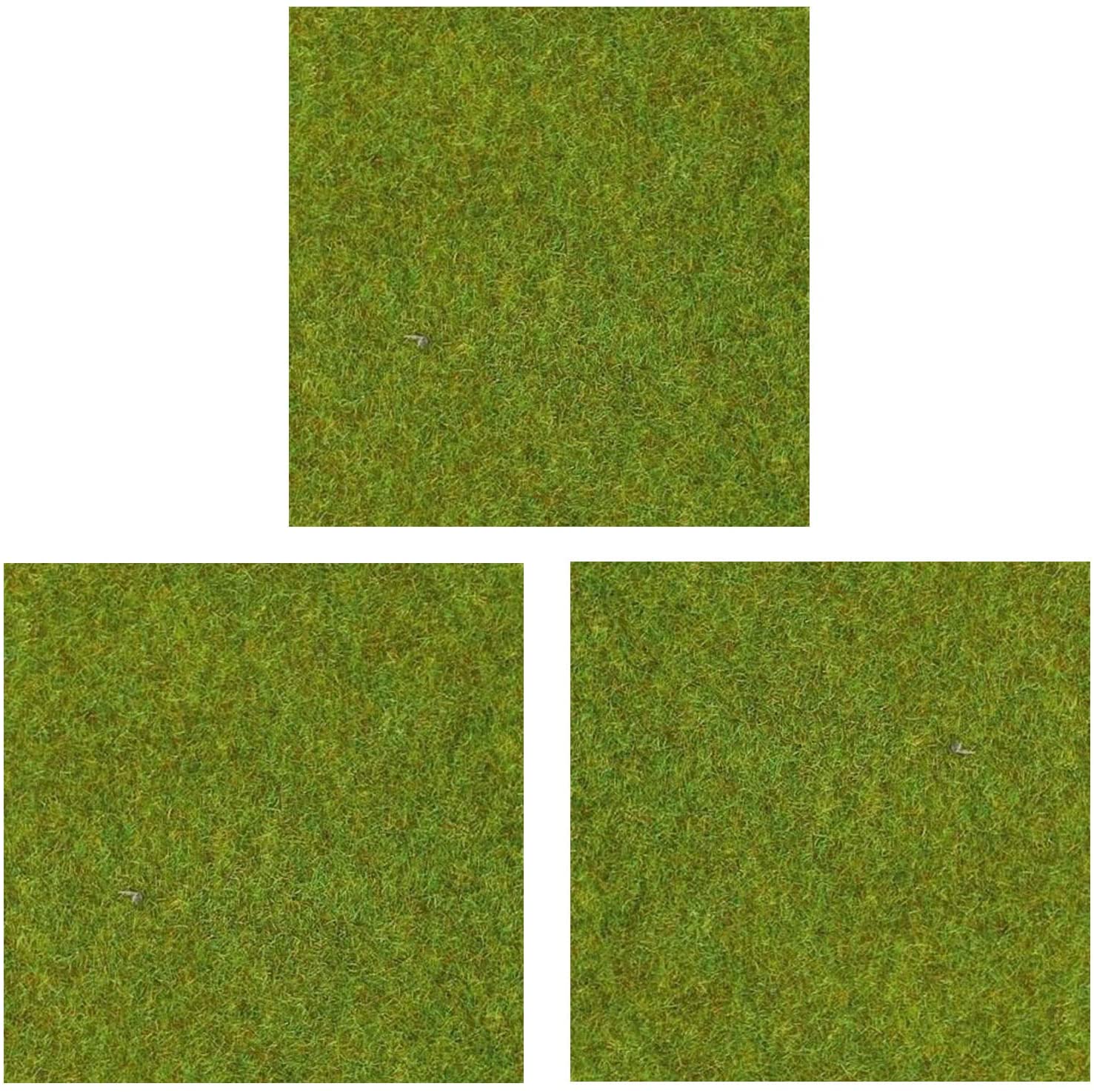 OrgMemory Model Grass Mat, (3pcs, 50x50cm), Model Railway Scenery for