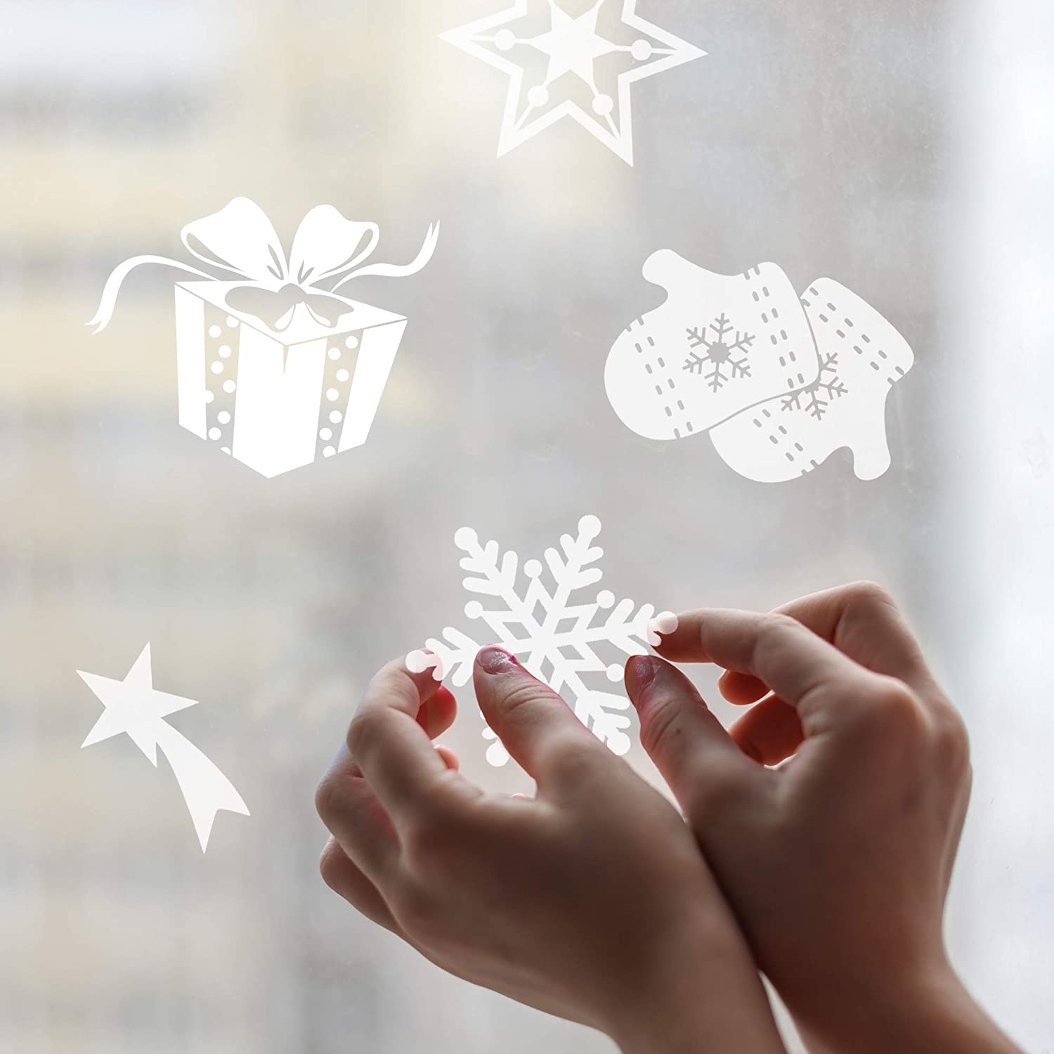 240 Pcs Reusable Merry Christmas Snowflakes Window Stickers Self Clings, Waterproof, Static PVC 