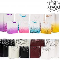 THE TWIDDLERS - 16 Christmas Coloured Gift Bags, 2 sizes - All Occasions Xmas Presents