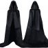 Proumhang Black Hooded Cloak Long Cape Grim Reaper Vampire Witch Carnival Halloween Adult Wizard Costume XL