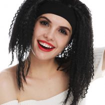 WIG ME UP - 31803-P103 wig carnival women headband retro Caribbean afro look black shoulder length curls