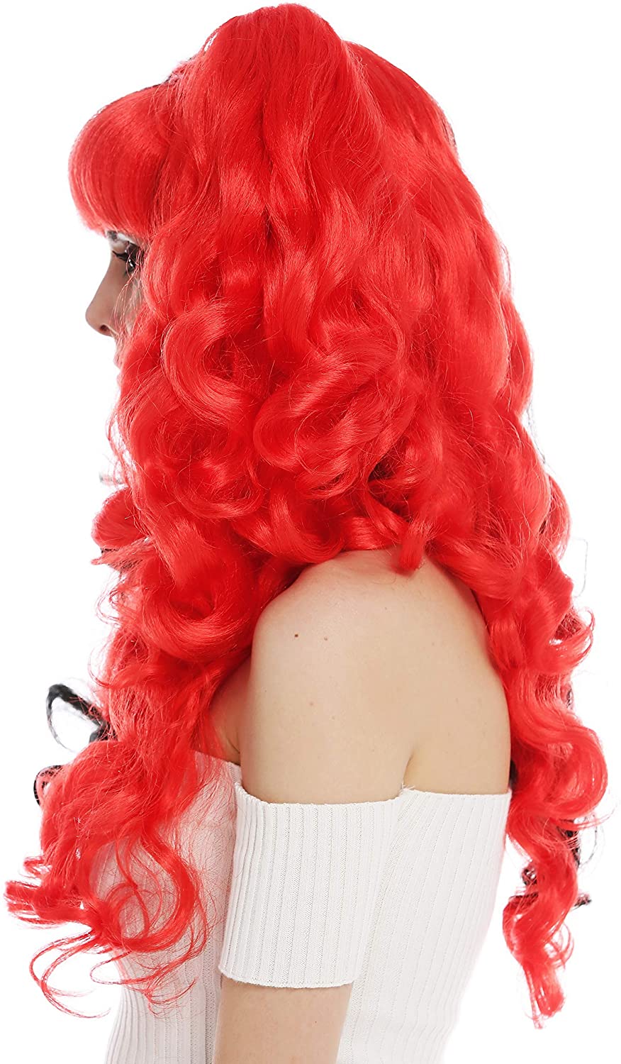 Parrucca Gotica Bicolore Nero/rosso Con Code Ricce Rimuovibili: Perfetta Per Halloween E Cosplay - 3