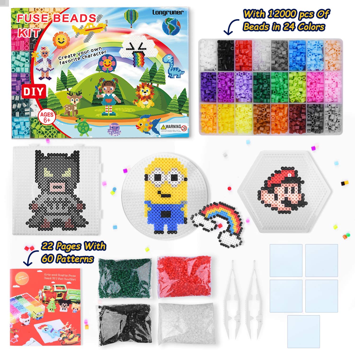 4000Pcs Bead Set | Fuse Beads Kit | Craft Kits For Kids With Pegboards |  Tweezers | Children Art And Crafts Gift | For Old Boys And Girls