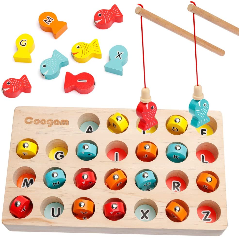 Montessori for Toddlers Wooden Fishing Game Fine Motor Skill Learning  Magnet Fishing Pole Fishes Preschool Gifts