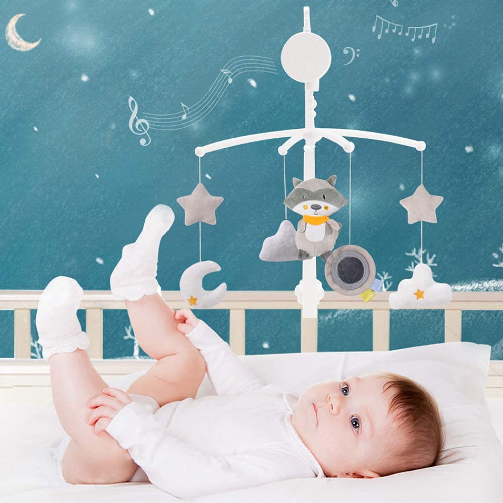 lulalula Baby Musical Cot Mobile Universal Nursery Baby Cot Bed Mobile Cute Music Activity Crib Stroller Soft Toys for Newborn Infant Toddler