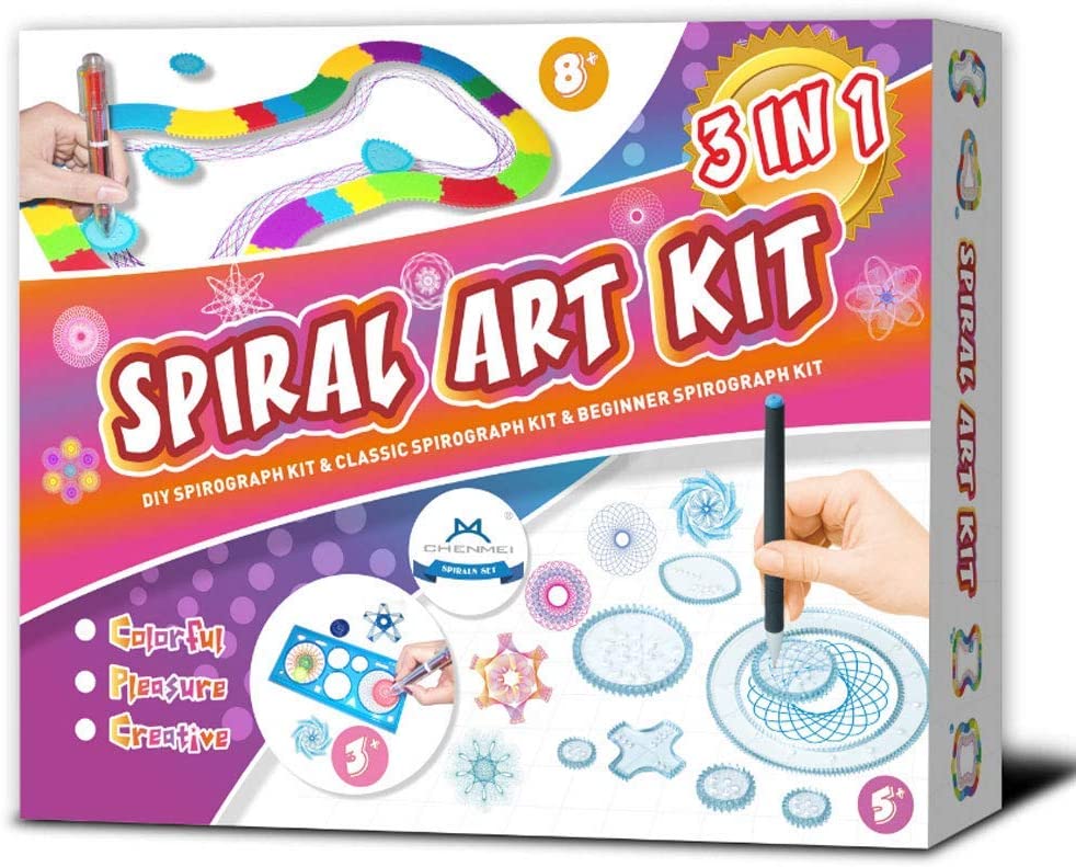 MC CHENMEI® 3 in 1 Spiral Art kit Includes Beginners' Spirograph Kit,  Classic Spirograph Kit, DIY Color Track Spirograph Kit, Gift For Kids (3 IN  1) – TopToy