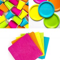 Beautiful Balloons Neon Party Kit - Cups, Napkins and Plates! Complete kit