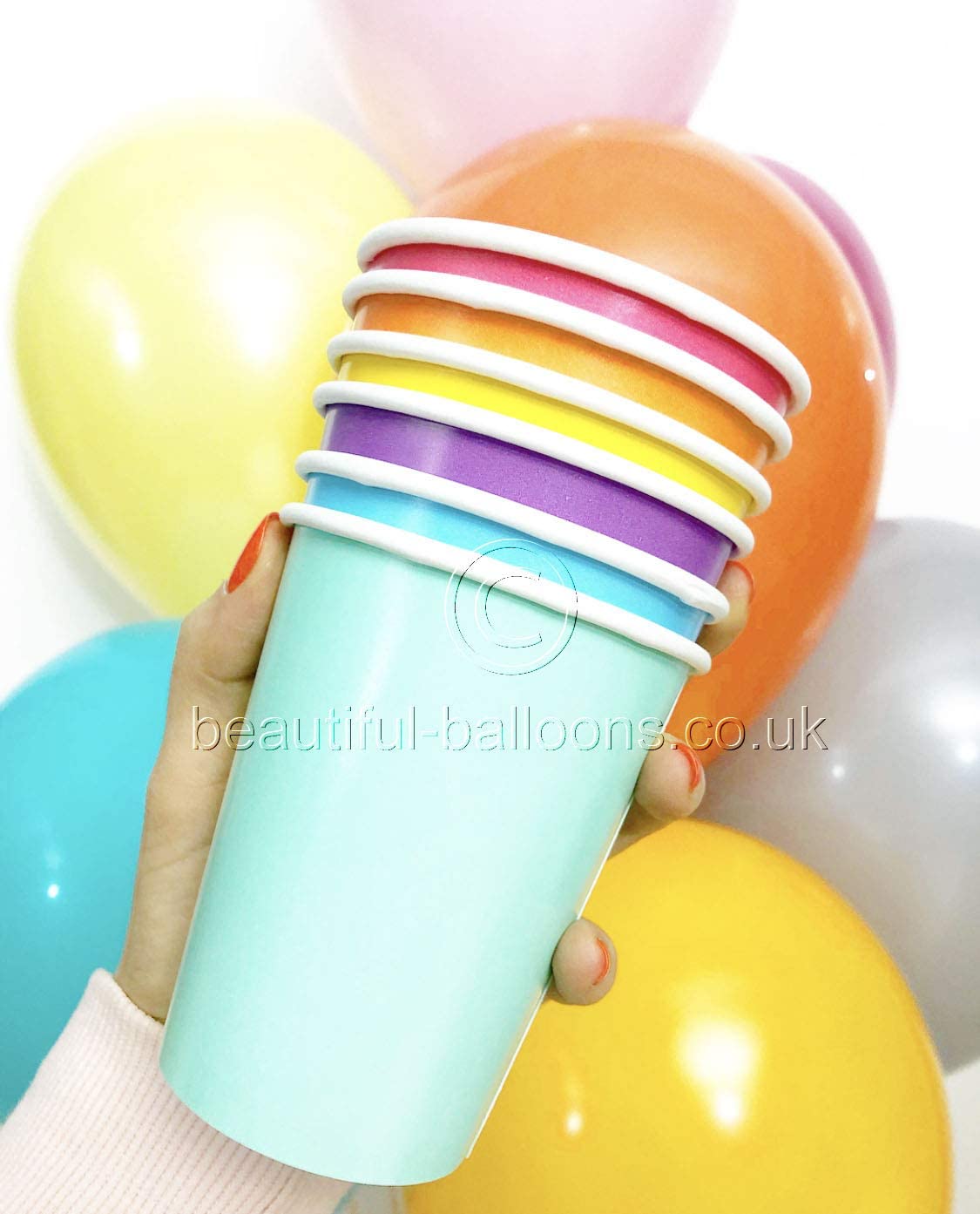Beautiful Balloons Pastel Rainbow Party Kit - Cups, Napkins and Plates! complete kit - Image 4