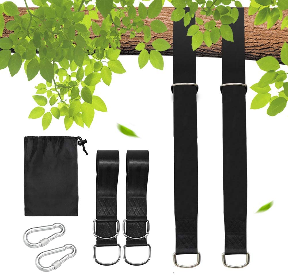 Hammocks Set of 2 MIMIEYES Tree Swing Hanging Straps Holds 2200 lbs,Extra Long Straps Strap with Safer Lock Snap Carabiner Hooks Perfect for Tree Swing Carry Pouch Easy Fast Installation