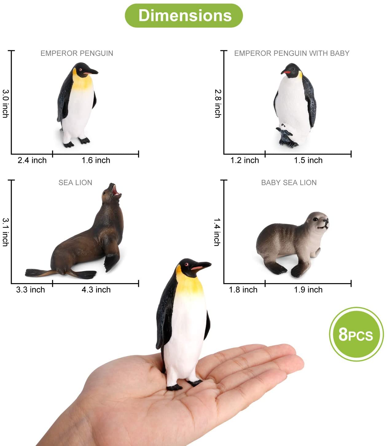 8pcs Plastic cute Ocean Animal Small Penguin Figure Model Toy 0cn 
