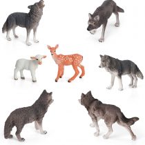 Volnau Wolf Toys Figures Animal Toys 7PCS Wolf Figurines Zoo Pack for Toddlers Kids Preschool Educational Sheep Wolf Jungle Forest Decorations Animals Sets