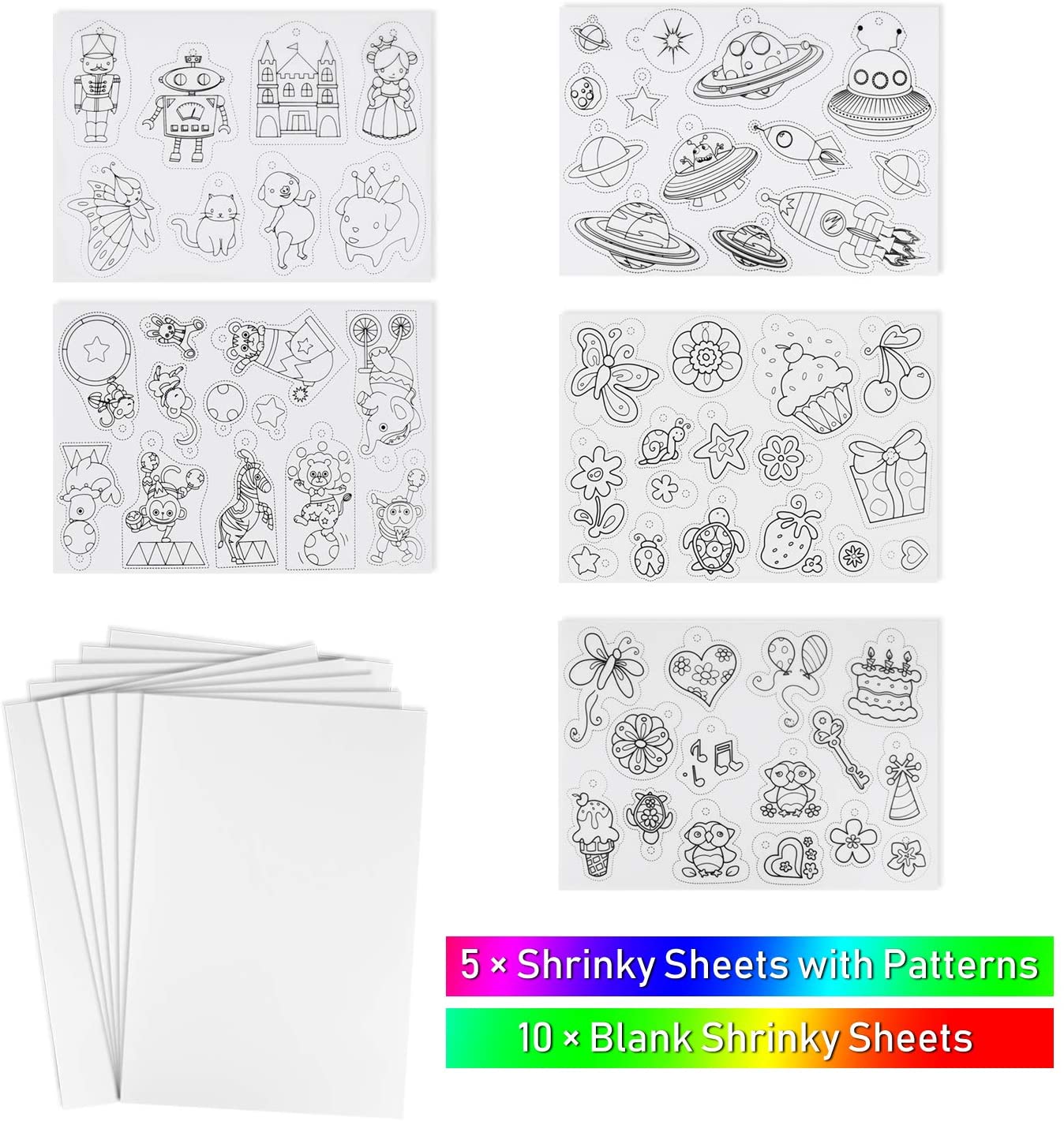  Shrink Plastic Sheets Kit, Includes 10Pcs Shrinky