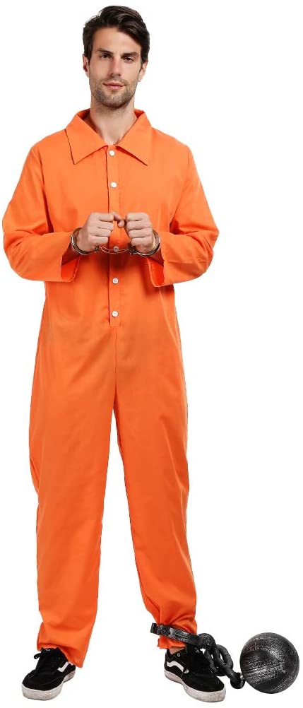 EraSpooky Men Prisoner Costume Convict Robber Fancy Dress Halloween