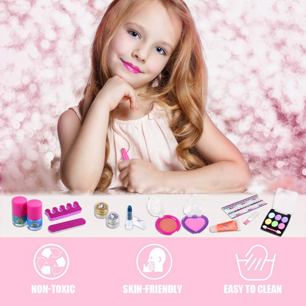Anpro 15pcs Kids Washable Make Up Set, Kids Cosmetics Kit Include ...