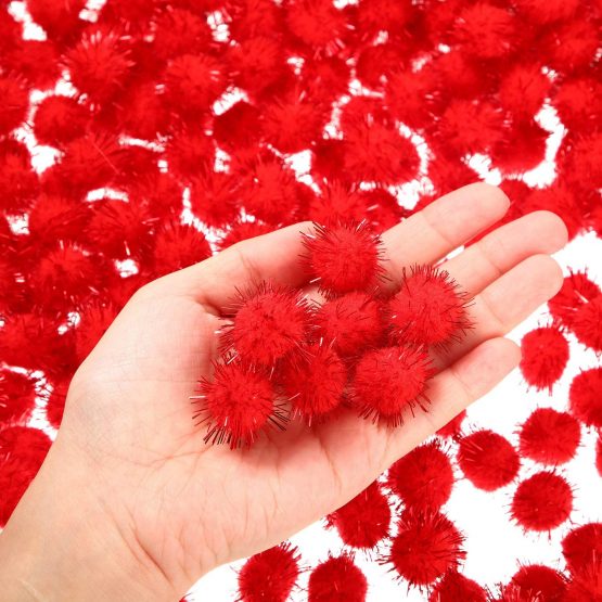 glitter red and yello pompom craft