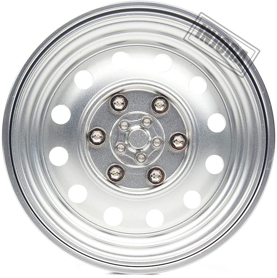 INJORA 1.9 Inch Metal Beadlock Wheel Rims For RC Crawlers - 12mm Hex, Fits Axial SCX10, TRX-4, Tamiya (Silver)
