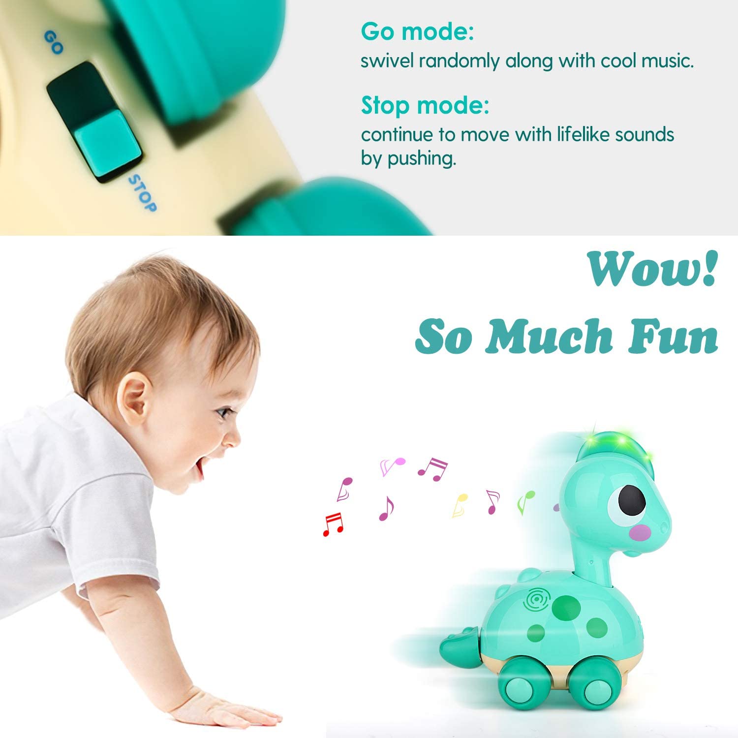Zooawa Musical Dinosaur Toy Walking Helmets Dinosaur Car Birthday Gift