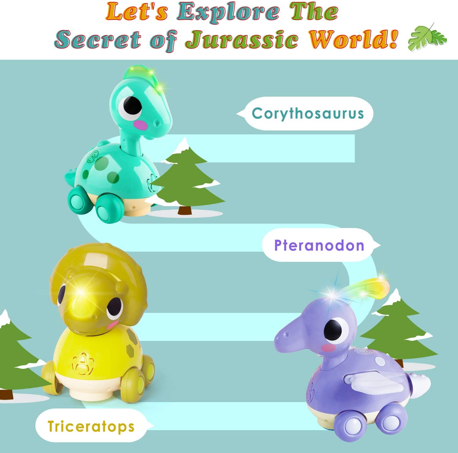 Zooawa Musical Dinosaur Toy Walking Pterosaurs Dinosaur Car Birthday