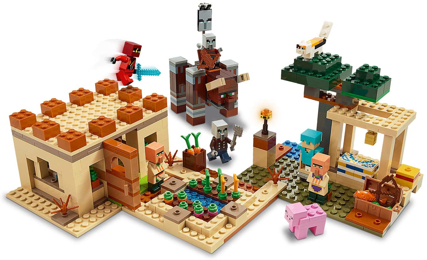 Minecraft Raveger Toy LEGO 21160 Minecraft The Illager Raid Village Building Set with Ravager ...