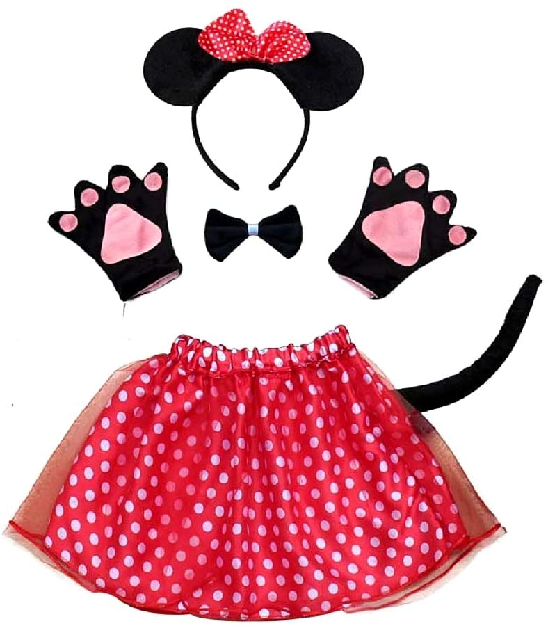 Minnie Mouse Costume Girl Tutu Headband Gloves Bow tie Tail