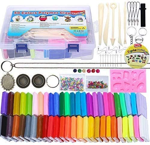 YILAIDA Polymer Clay 50 Colors Oven Bake Clay with 5 pcs Modeling Tools, 