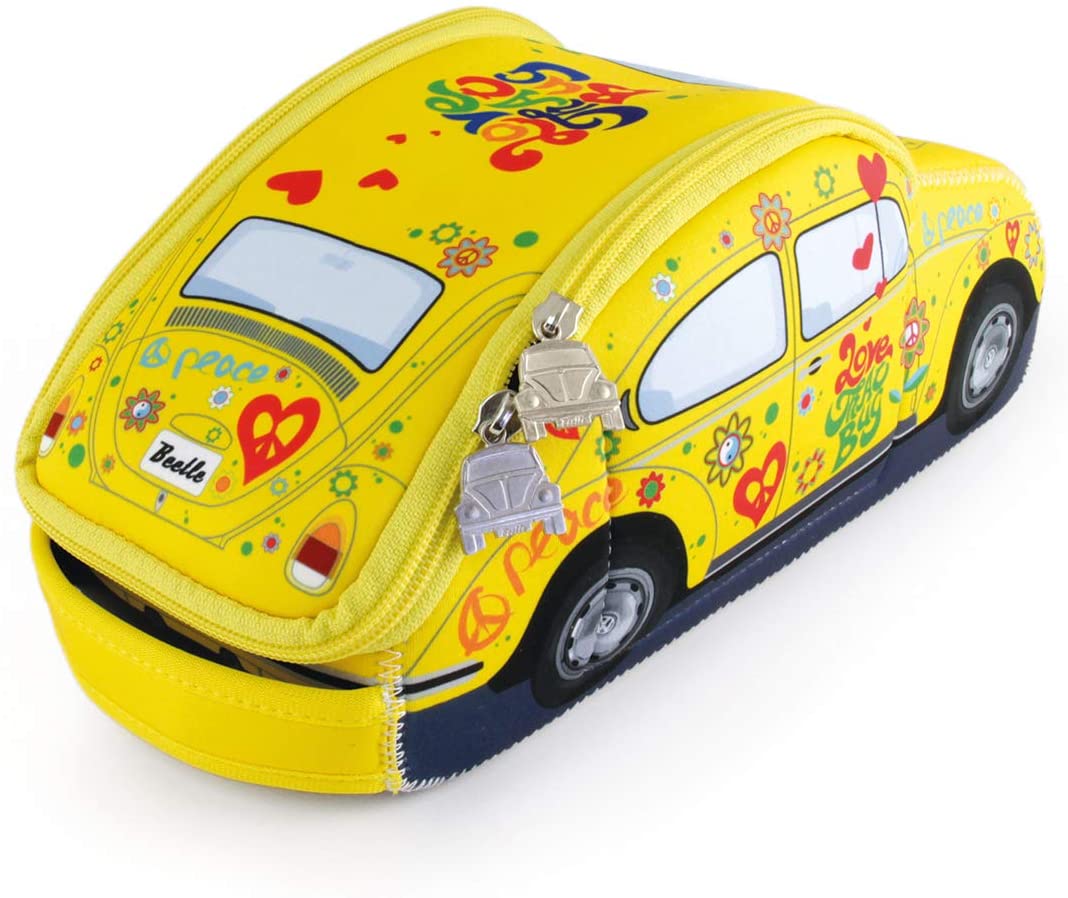 BRISA VW Collection - Volkswagen Classic Beetle Car Bug 3D Neoprene Universal Bag - Makeup, Travel, Cosmetic Bag (Neoprene/Flower) - Image 2