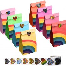 YINETTECH 40pcs Rainbow Pattern Paper Bag for Kids Birthday Party Baby Shower Celebrations Main Color Orange/Red/Purple/Pink/Rose Red/Wne Red/Blue/Yellow/Green