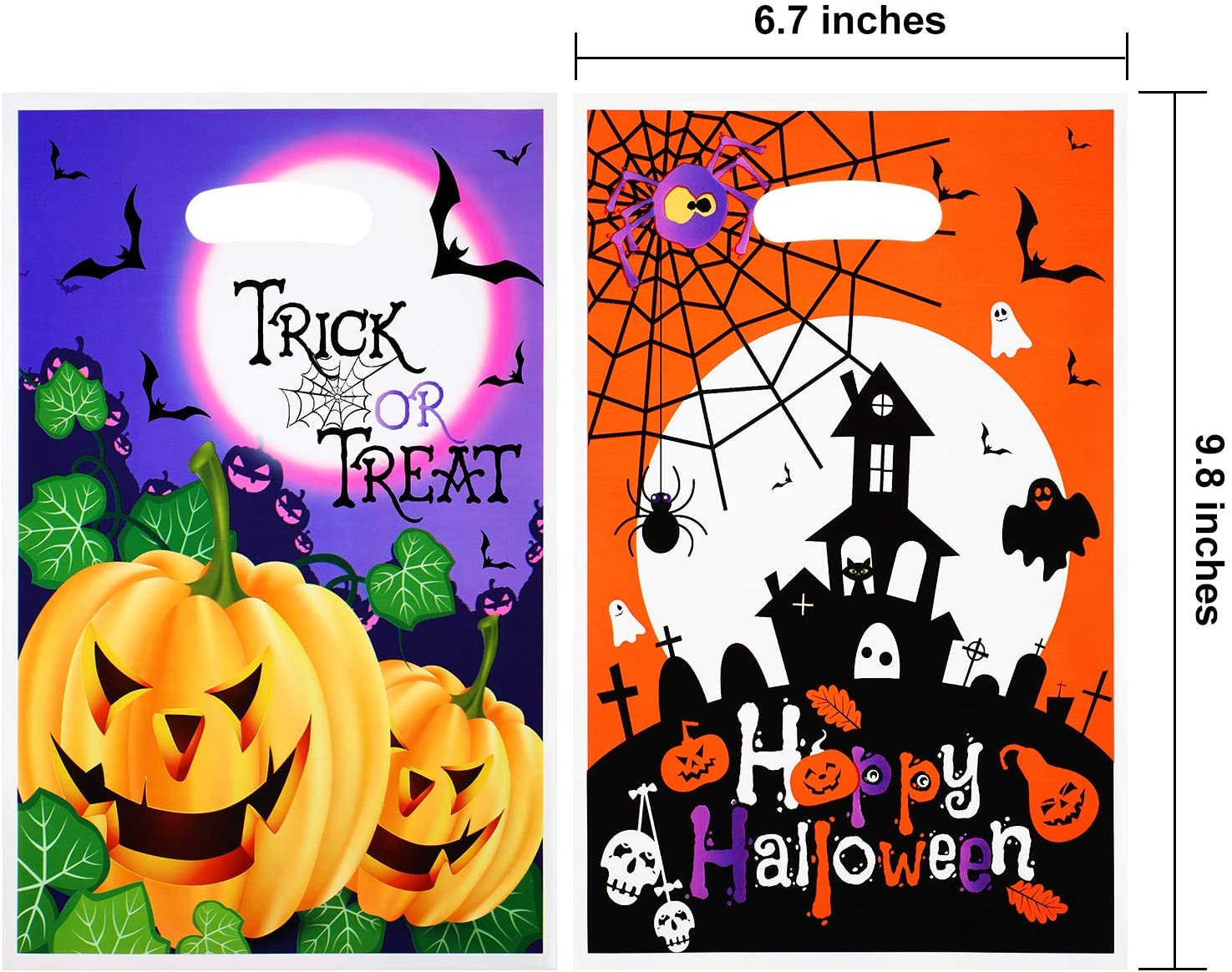 100 Pieces Halloween Plastic Bags Candy T Bags Trick Or Treat Bags