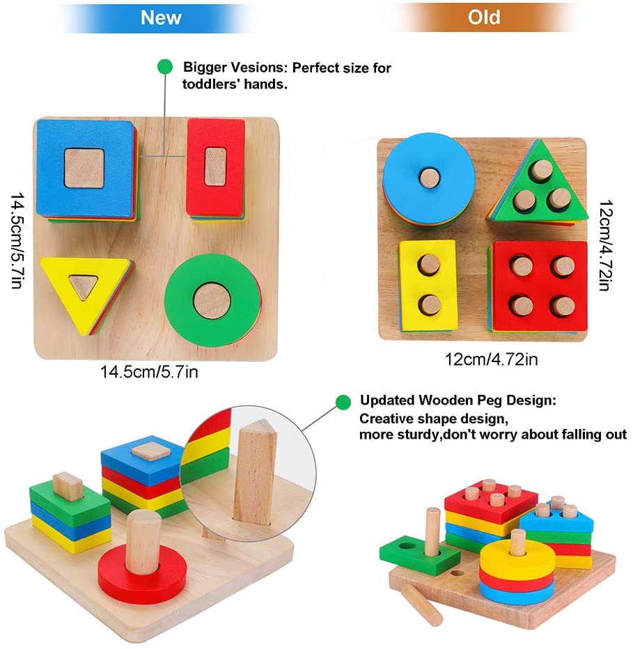 Wooden Color Sorting Toy Geometric Shape Puzzle Sorter Preschool  Educational Learning Board Toys For Kids Toddler