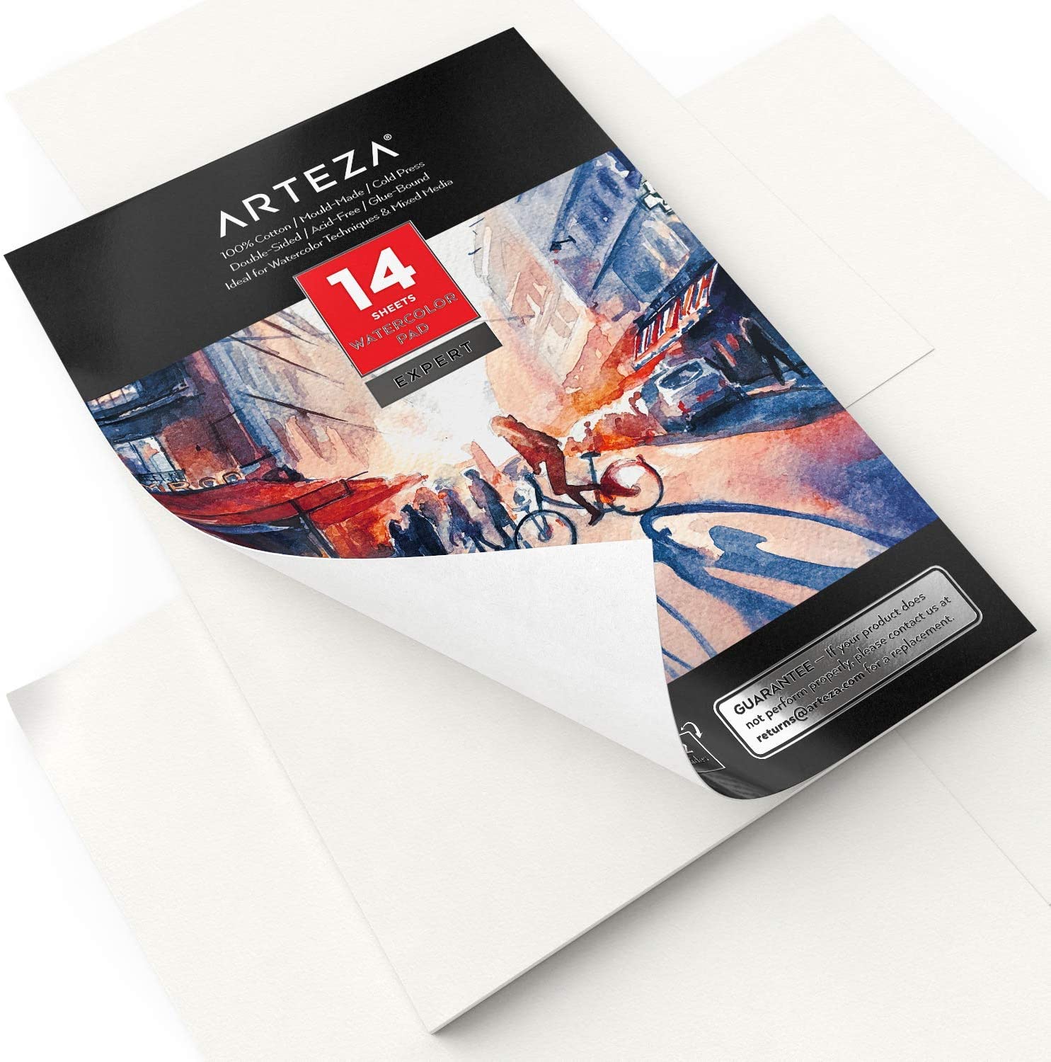 Arteza Double-Sided Watercolour Paper Pad A4, 14 Sheets, 300gsm Watercolour Paper, 100% Cotton, Cold-Pressed, Acid-Free, Art Supplies for Watercolour Techniques and Mixed Media - Image 3