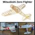 A6M2 Zero Fighter Slow Flyer Model Kit, Build Yourself Wooden Airplane Kit, Scale 1/30, 400 mm Wingspan, Balsa Wood, RC Model Kit, 303 x 400 x 108 mm, Lasercut, 45 gr Flight Weight, Model Airplane