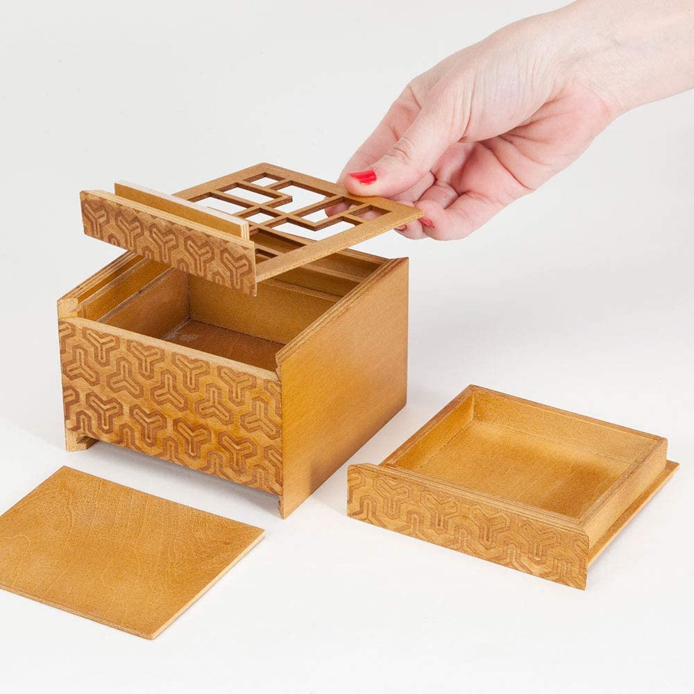 wooden puzzle box with secret compartment